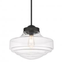  0508-L BLK-CLR - Ingalls Large Pendant in Matte Black with Clear Glass Shade